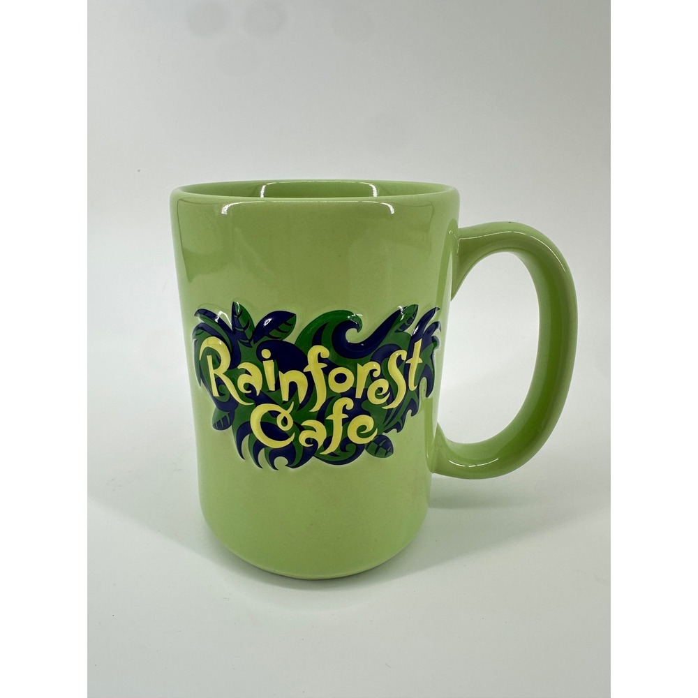 Rainforest Cafe Coffee Mug Lime Green Wild Bunch Animals Souvenir Ceramic Cup
